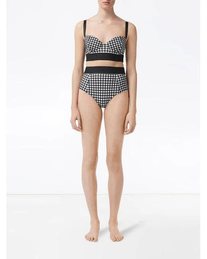 BURBERRY BETHANY LOGO TAPE GINGHAM BIKINI SET