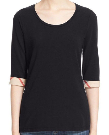 BURBERRY BRIT CUFF CHECK 3/4 SLEEVE SHIRT