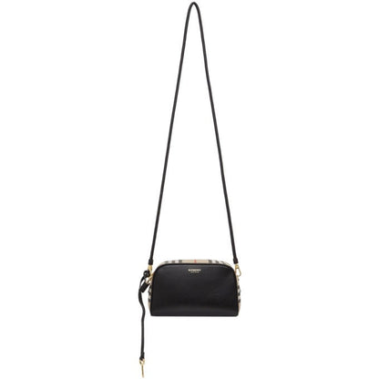 BURBERRY CALFSKIN LEATHER VINTAGE CHECK HALF CUBE CROSSBODY