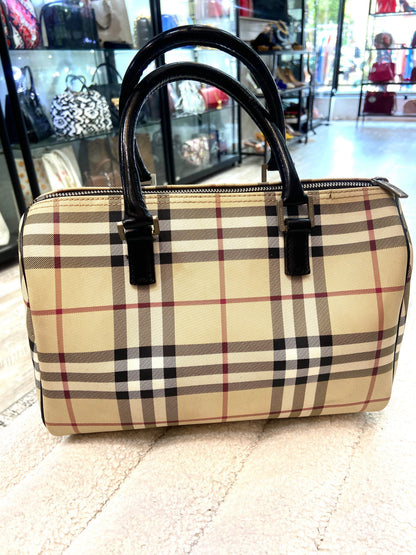 BURBERRY CANVAS GOUSE CHECK BOSTON HANDBAG