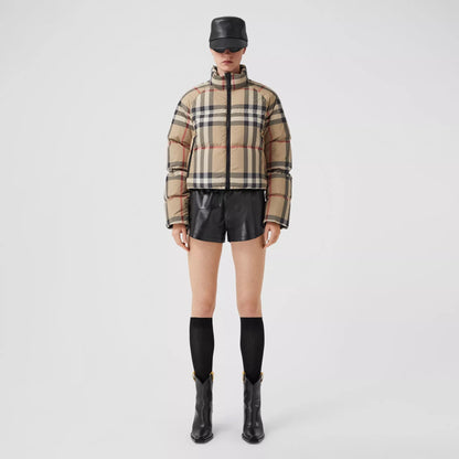 BURBERRY ALSHAM CHECK CROP DOWN JACKET
