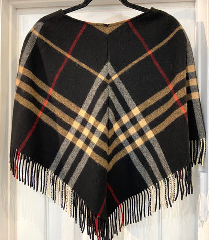 BURBERRY CHECK WOOL PONCHO CAP