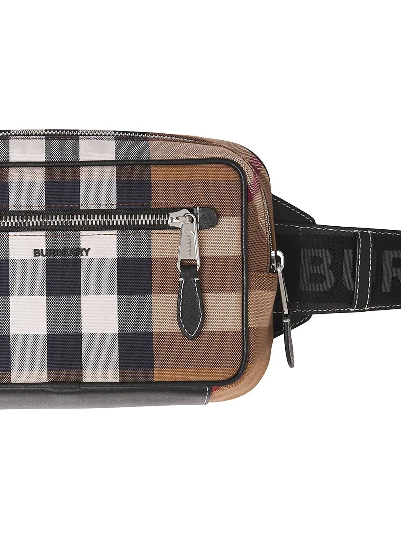 BURBERRY CHECK PRINT CANVAS & LEATHER BELT BAG