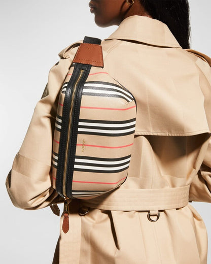BURBERRY SONNY ICON STRIPE E-CANVAS BELT BAG