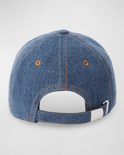 BURBERRY EMBROIDERED LOGO DENIM BASEBALL CAP