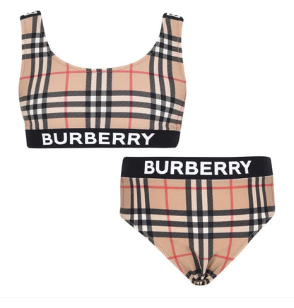 BURBERRY GIRL'S LIANA ICON STRIPE TWO PIECE BIKINI SET