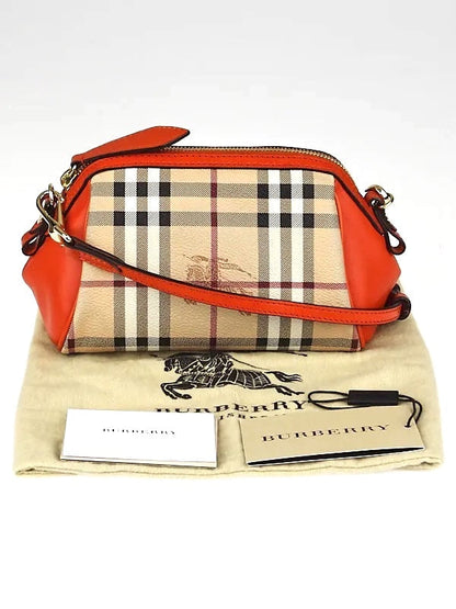 BURBERRY BURNT AMBER HAYMARKET CHECK MINI BLAZE CROSSBODY BAG