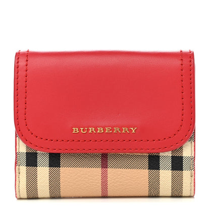 BURBERRY HOUSE CHECK LUNA FRENCH WALLET RED
