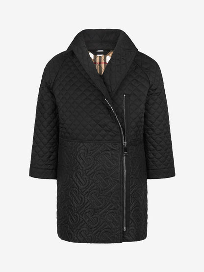 BURBERRY GIRLS GIA COCOON TB MONOGRAM QUILTED COAT