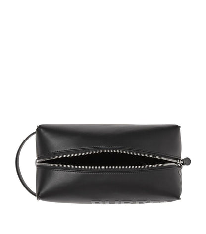 BURBERRY LEATHER HORSEFERRY TOILETRY BAG