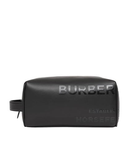 BURBERRY LEATHER HORSEFERRY TOILETRY BAG