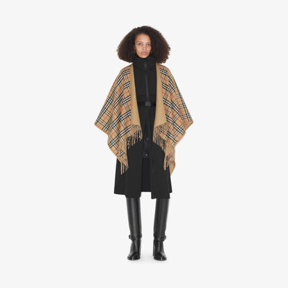 BURBERRY REVERSIBLE HOUSE CHECK WOOL CAPE