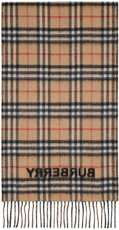 BURBERRY REVERSIBLE VINTAGE CHECK CASHMERE SCARF