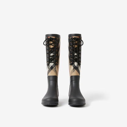 BURBERRY SIMEON HOUSE CHECK LACE UP RAIN BOOTS