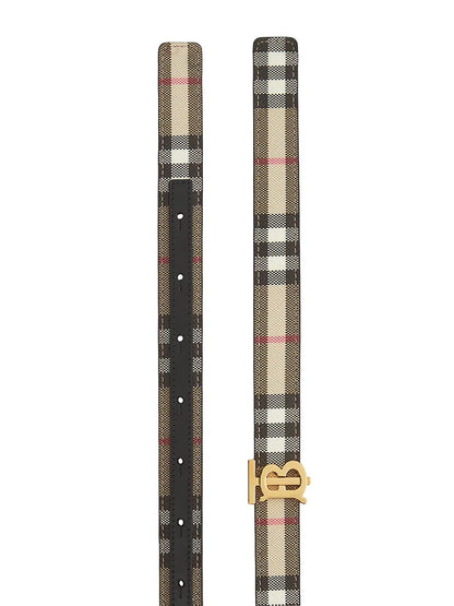 BURBERRY TB REVERSIBLE CHECK & LEATHER BELT