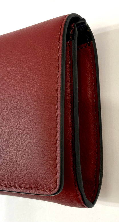 BURBERRY EQUESTRIAN KNIGHT EMBOSSED CALFSKIN LEATHER LONG WALLET