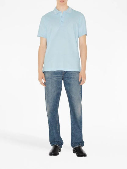 BURBERRY LOGO EMBROIDERED COLLAR POLO SHIRT