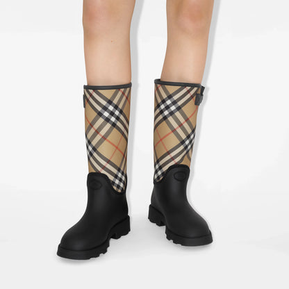 BURBERRY BLACK VINTAGE CHECK SIMEON RAIN BOOT