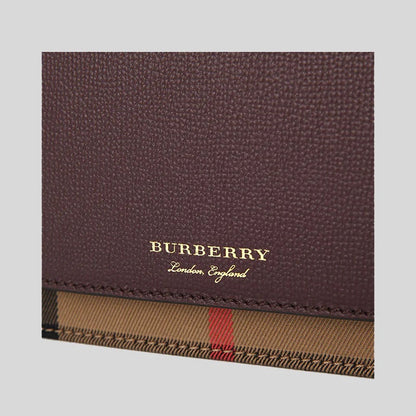 BURBERRY HAMPSHIRE HOUSE CHECK MAHOGANY CROSSBODY BAG