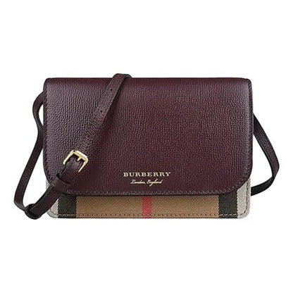 BURBERRY HAMPSHIRE HOUSE CHECK MAHOGANY CROSSBODY BAG
