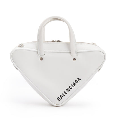 Balenciaga 2020 White Calfskin Leather Triangle S Duffle Bag