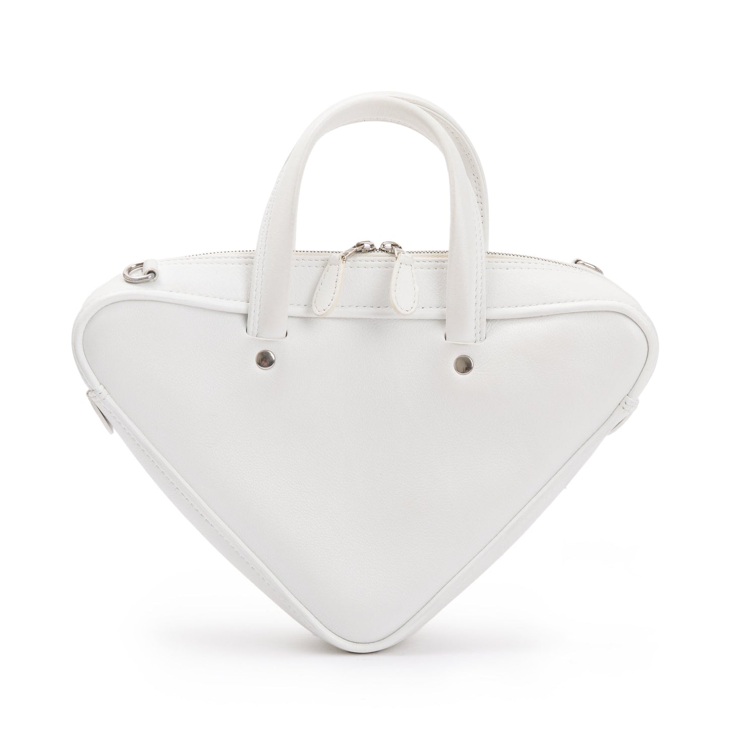 Balenciaga 2020 White Calfskin Leather Triangle S Duffle Bag