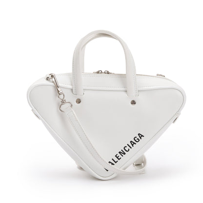Balenciaga 2020 White Calfskin Leather Triangle S Duffle Bag
