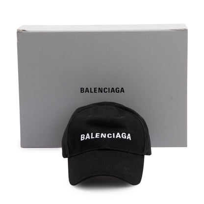 Balenciaga 2021 Black Cotton Logo Baseball Cap, L 59