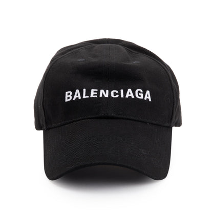 Balenciaga 2021 Black Cotton Logo Baseball Cap, L 59