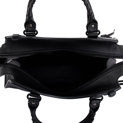 Balenciaga 2022 Black Calfskin Leather Small Neo Classic Top Handle Bag