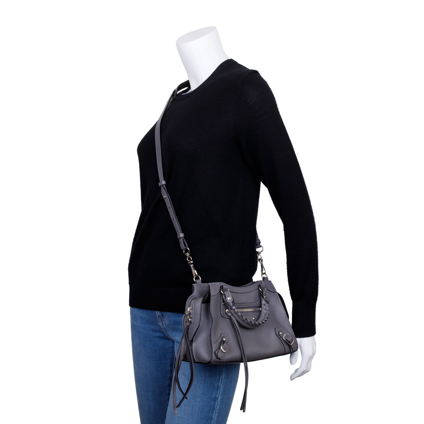 Balenciaga 2022 Grey Calfskin Leather Neo Classic XS City Bag