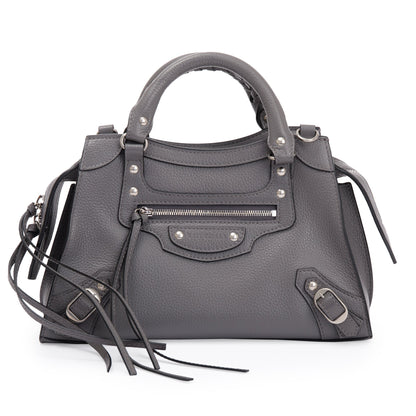 Balenciaga 2022 Grey Calfskin Leather Neo Classic XS City Bag