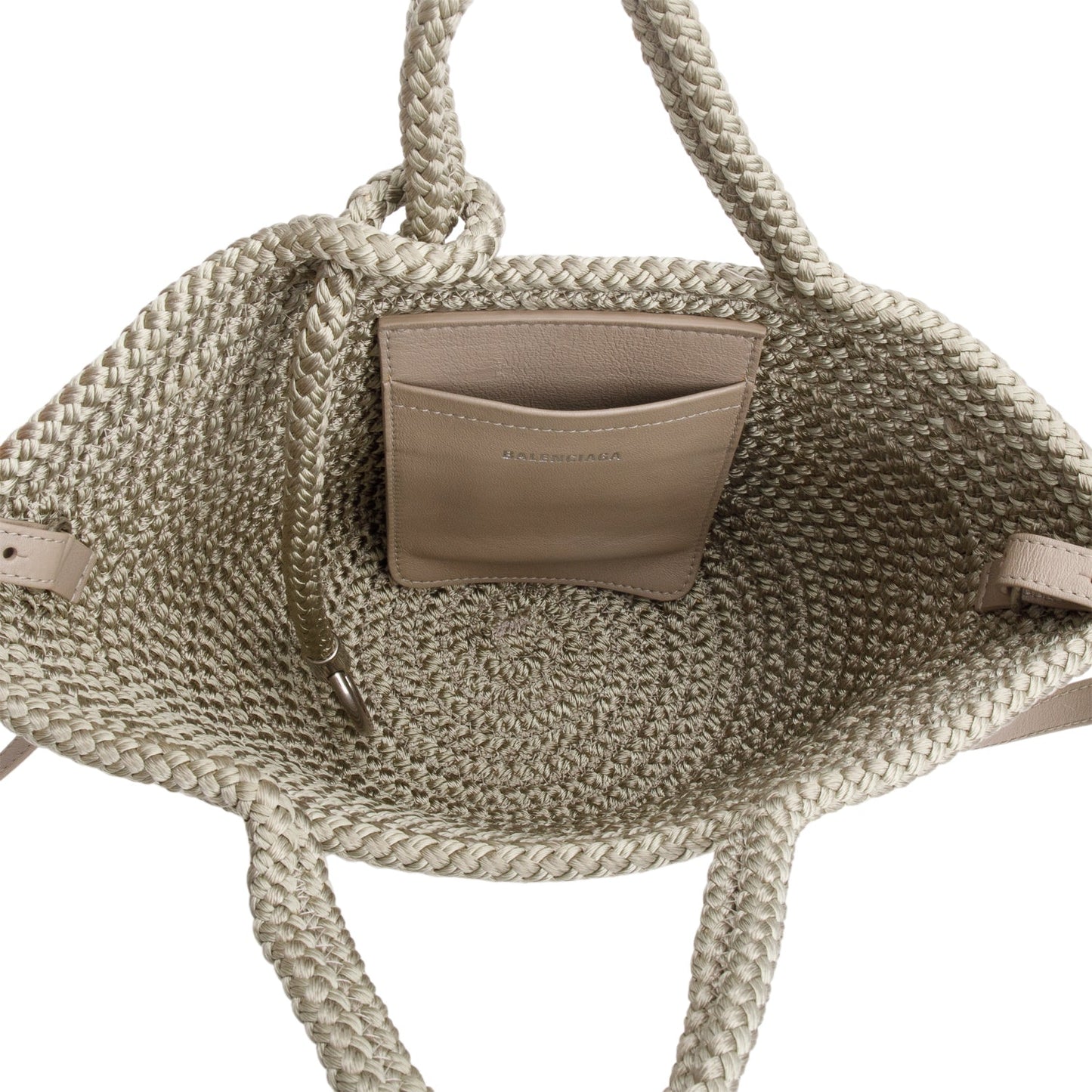 Balenciaga Green Raffia Woven Small Ibiza Basket Bag