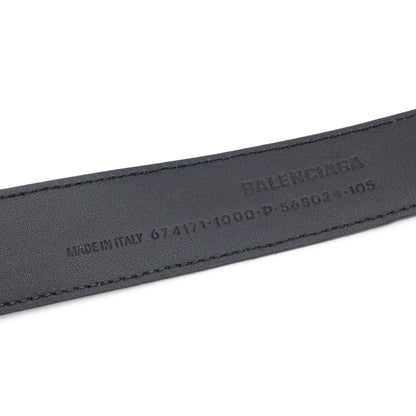 Balenciaga BB Hourglass Large Black Leather Belt 105