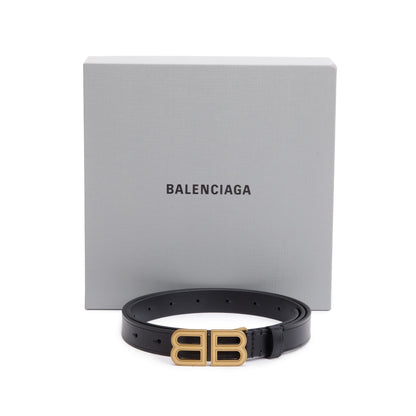 Balenciaga BB Hourglass Thin Black Leather Belt 85