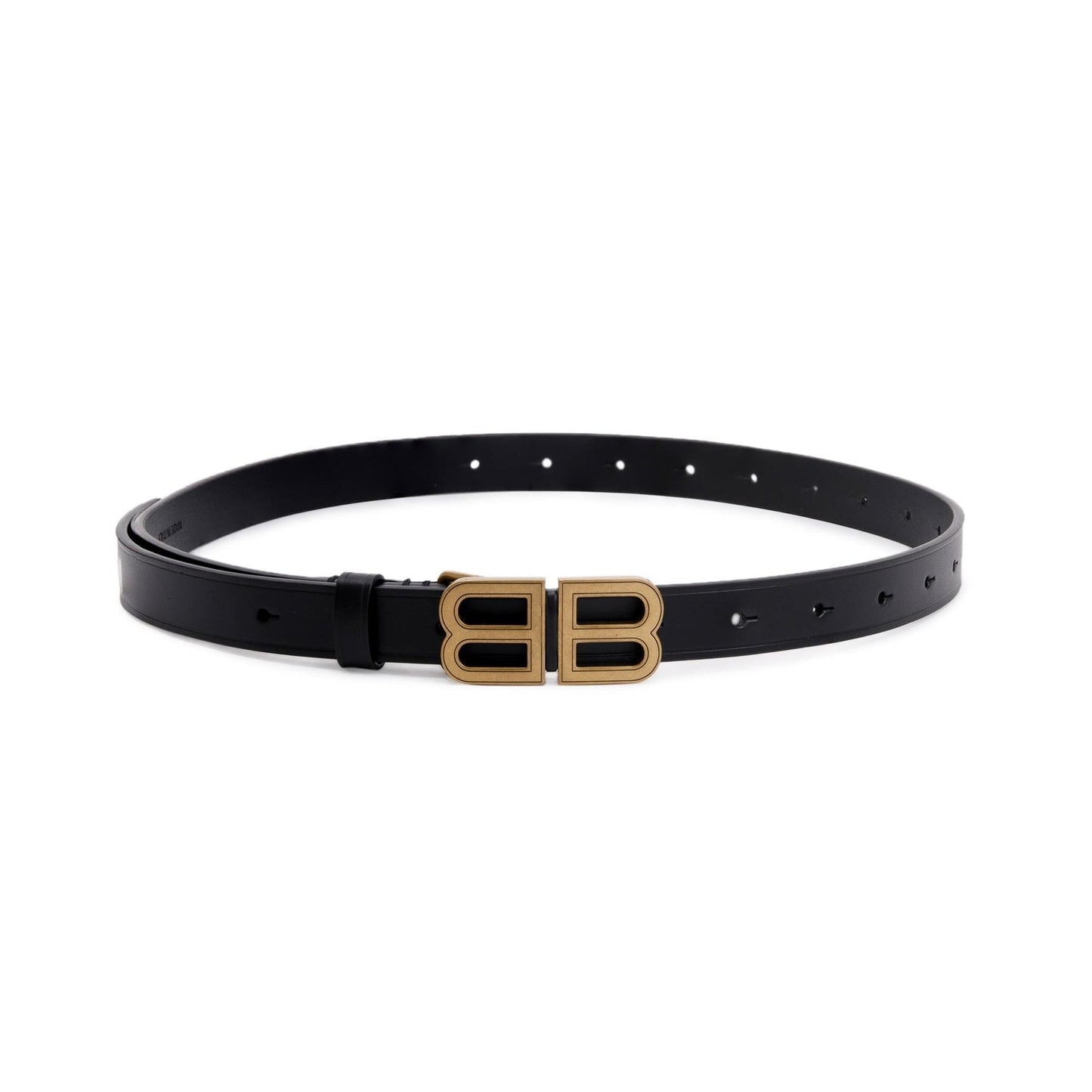 Balenciaga BB Hourglass Thin Black Leather Belt
