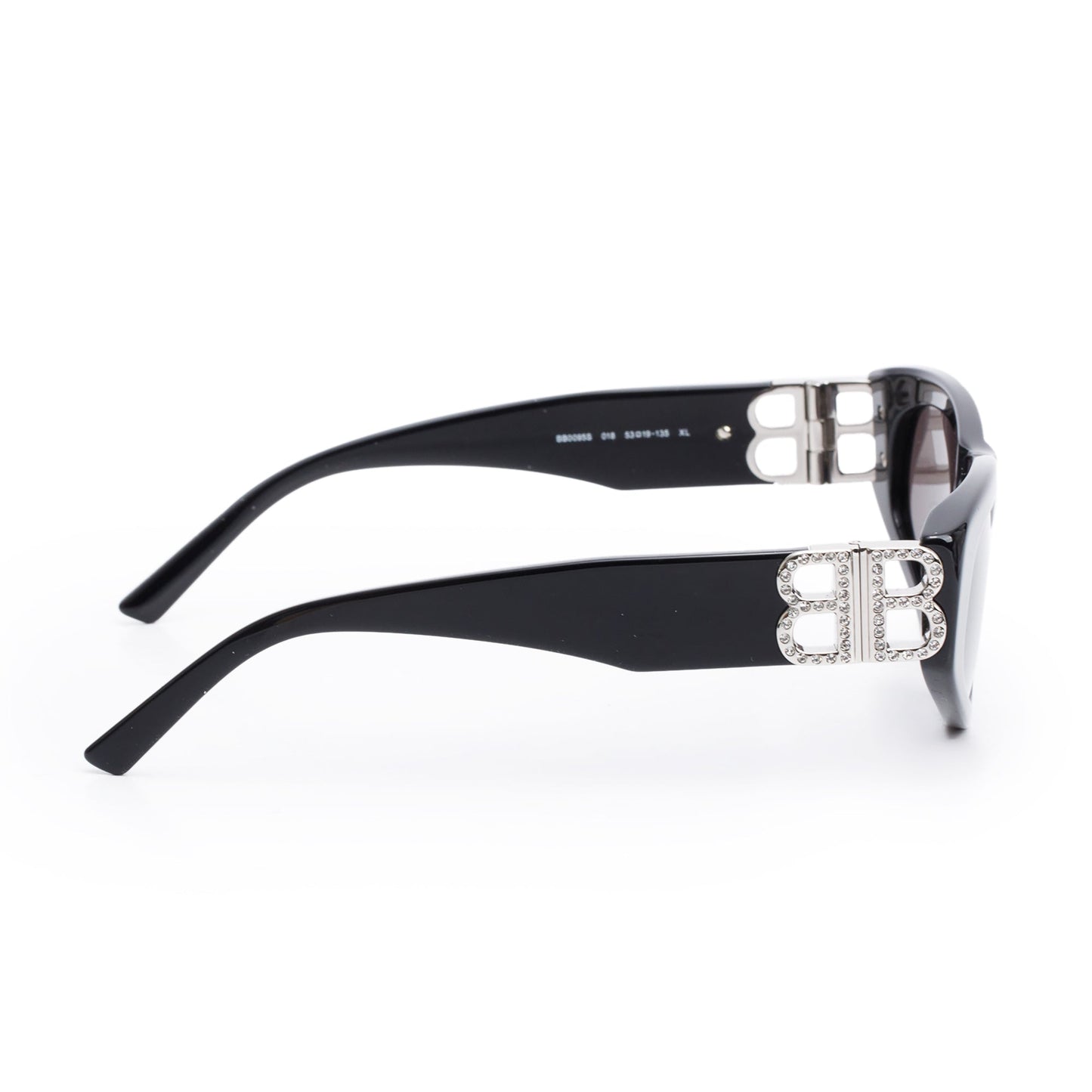 Balenciaga BB0095S Black Acetate Crystal Dynasty D-Frame Sunglasses