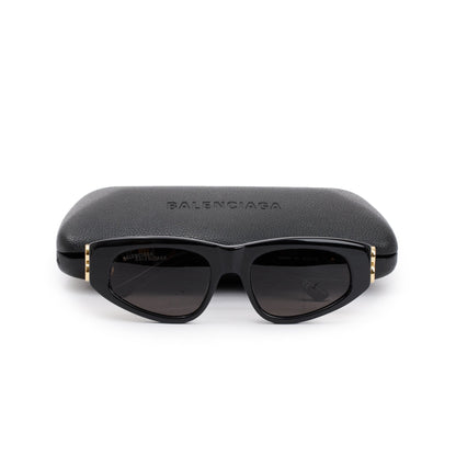 Balenciaga BB0096S Dynasty Black Acetate Rectangle Sunglasses