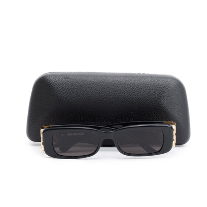 Balenciaga BB0096S Dynasty Black Acetate Rectangle Sunglasses