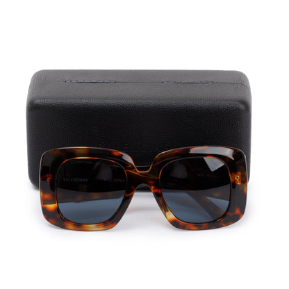 Balenciaga BB0119S Brown Havana Acetate Oversized Square Sunglasses