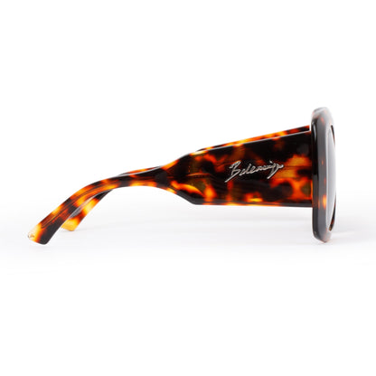 Balenciaga BB0119S Brown Havana Acetate Oversized Square Sunglasses