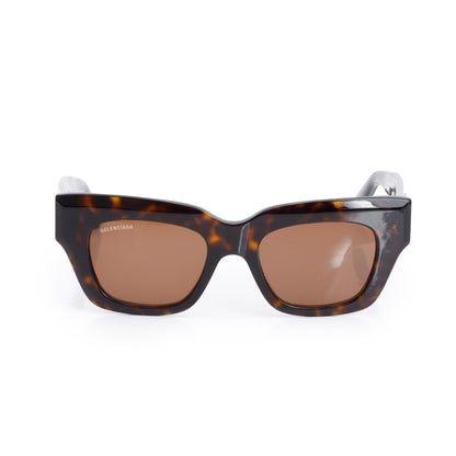 Balenciaga BB0235S Havana Acetate BB Solid Rectangular Sunglasses