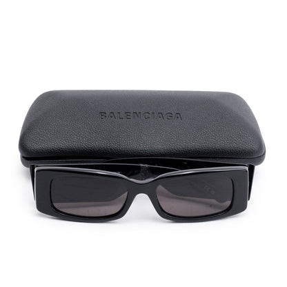 Balenciaga BB0260S Black Acetate Logo Rectangular Sunglasses