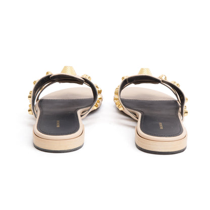 Balenciaga Beige Arena Leather Classic Stud Slide Sandals, Size 40