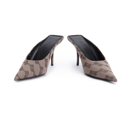 Balenciaga Beige BB Monogram Knife Mules, Size36