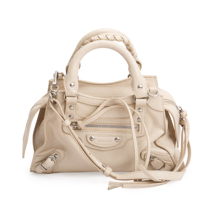 Balenciaga Beige Calfskin Leather Mini Neo Classic Top Handle Bag