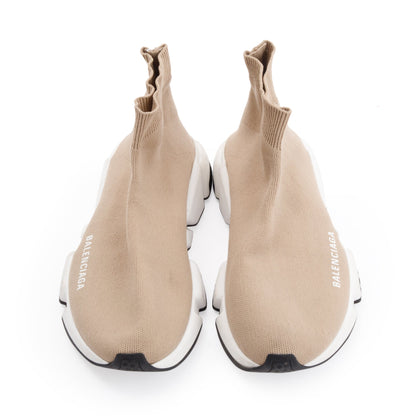 Balenciaga Beige Knit Speed Trainer Sock Sneaker, Size 36