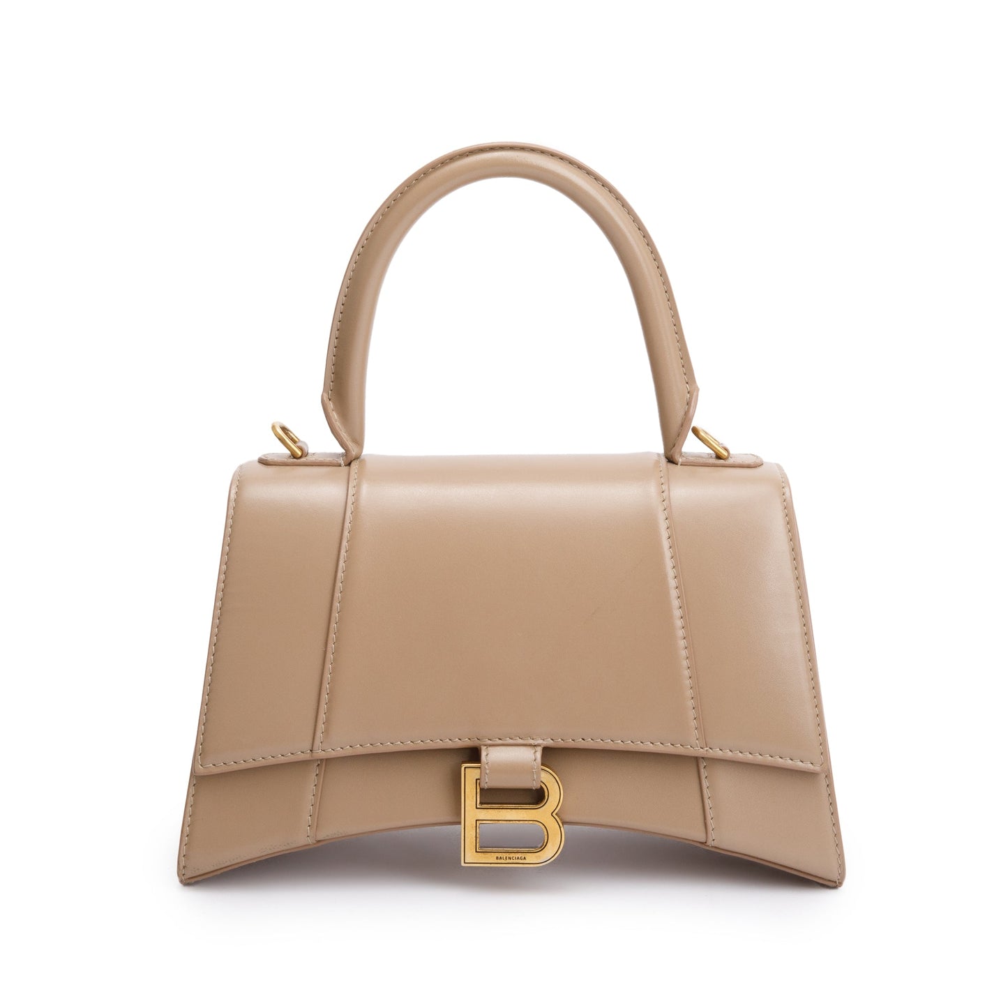 Balenciaga Beige Leather Small Hourglass Top Handle Bag