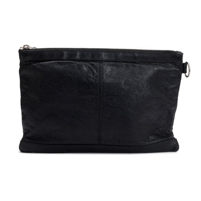 Balenciaga Black Agneau Arena Leather Motocross Classic Clip L Pouch