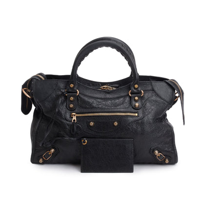 Balenciaga Black Agneau Leather Giant 12 City Bag